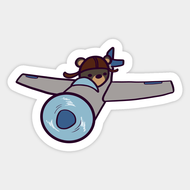 Bearoplane pilot Sticker by ThumboArtBumbo